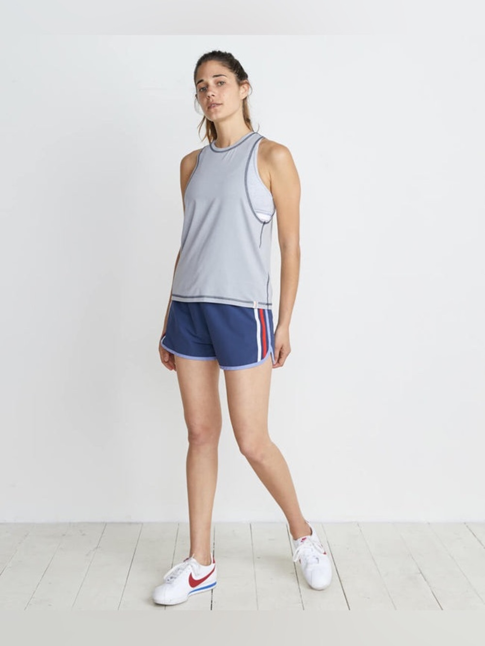 New Marine Layer Sally Athletic Tank Top Shirt Sleet Gray Grey Soft Breathable L